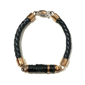 Cerruti 1881 Rose Gold Tone Leather Bracelet